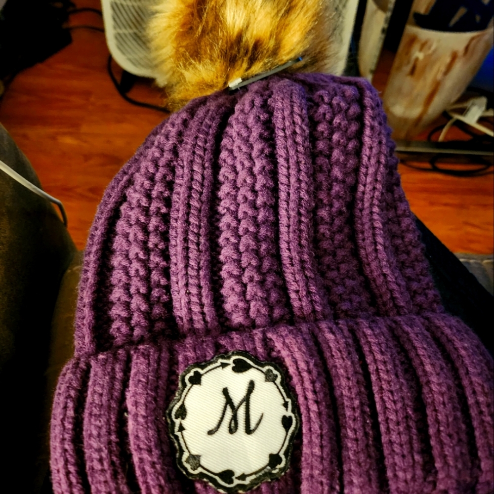 Custom made purple beanie
